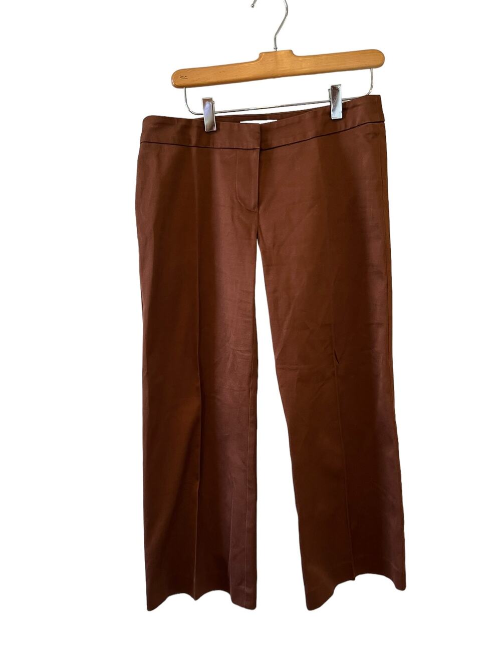 Trina Turk Cropped Straight Leg Cotton Pants Chestnut Brown 6